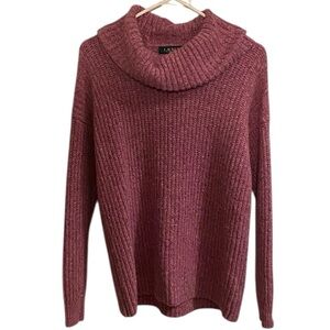 Lauren Ralph lauren wool alpaca Knit Sweater Pink purple cowle Neck relaxed fit